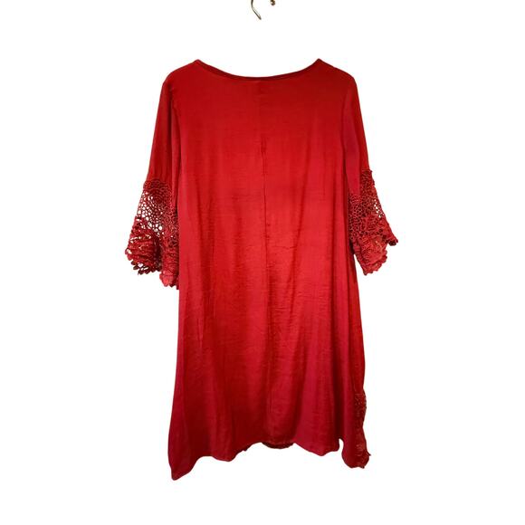 New York & Company Women’s Dark Orange Midi Shift‎ Dress With Crochet Size L - Picture 2 of 14